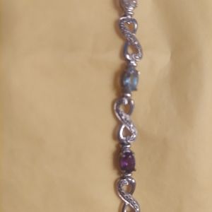 Sterling silver and gemstone infinity bracelet